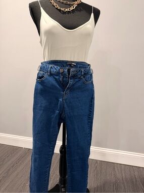 Fashion Nova High-Rise Dark Blue Straight Jeans